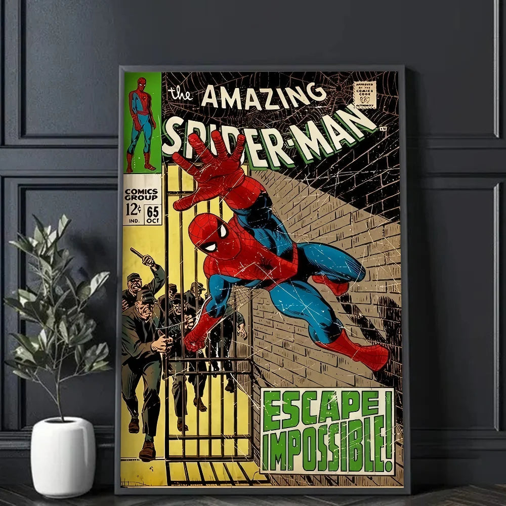 Vintage Comics Super hero Poster Decorative Painting Anime Poster Mural Home Living Room Bedroom Bathroom Wall Decor