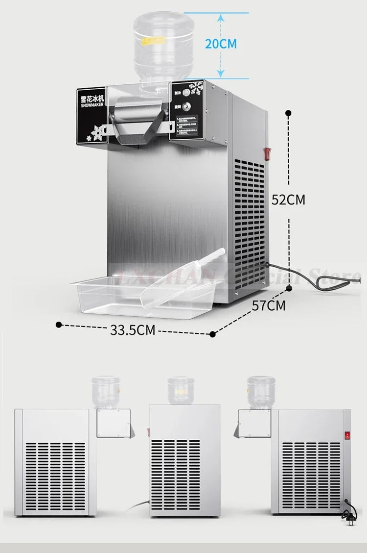 HomeWise 60KG/24H Korean Snowflake Ice Machine Small Snow Continuous Cooled Milk Mango Bingsu Shaver Smoothie Crusher 110V 220V