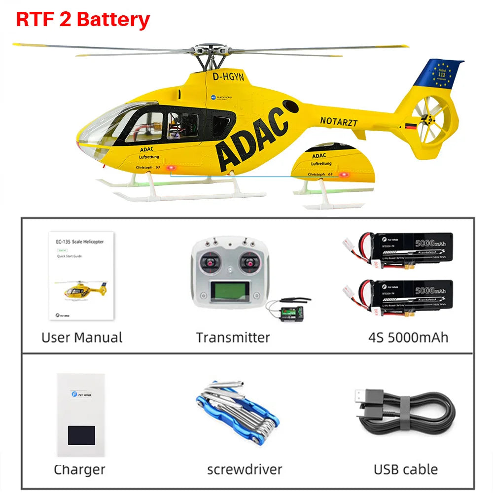 FLYWING EC135 Scale Helicopter ACE Flight GPS 470 class Four blades EC135 RC Helicopter Smooth Takeoff Landing 6CH RC Helicopter