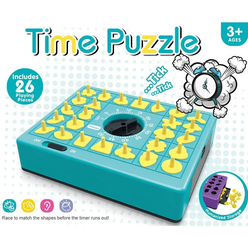 Children Time Board Puzzle Educational Table Toy Hape Matching Popup Tray Toy Set with Timer Kids Cognitive Party Family Game