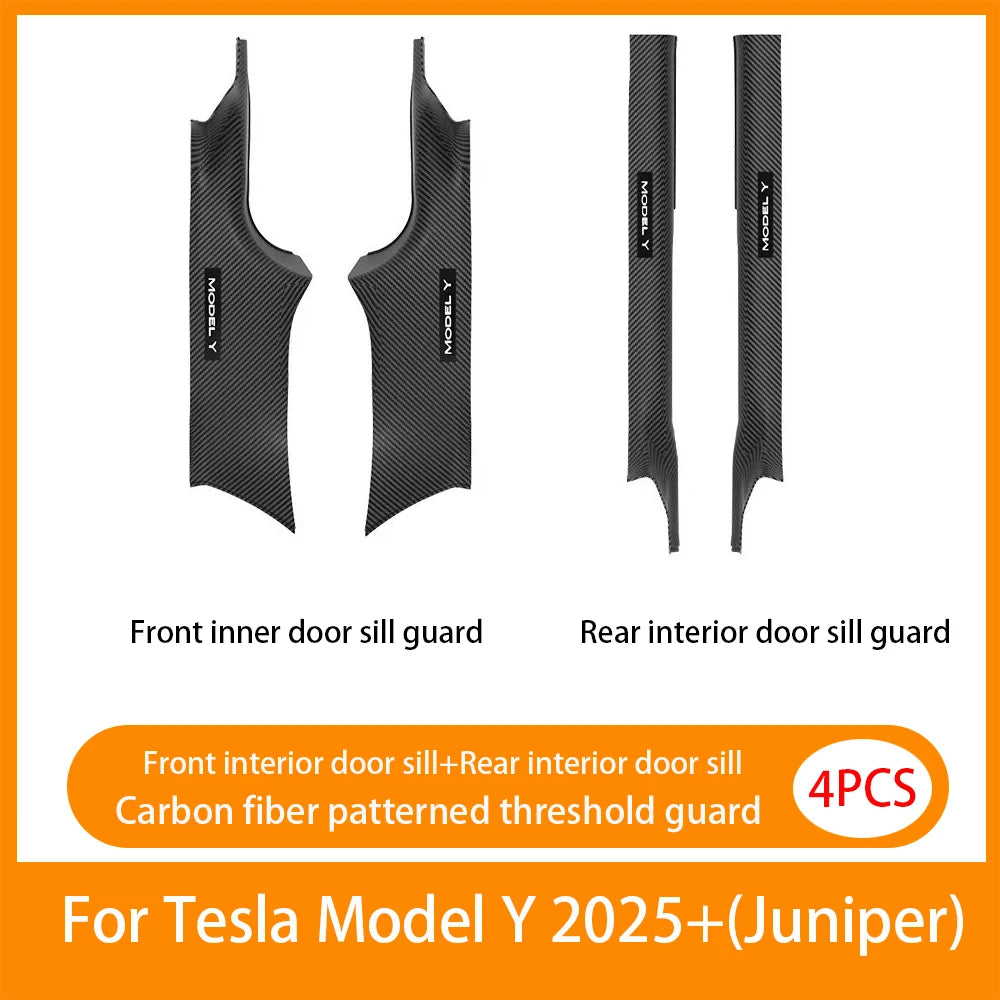 Front Rear Door Sill Guards For Tesla ModelYL/Y Juniper2025 ABS Inner Protector Cover Plate Trim Anti-Dirty Bumper Welcome Pedal