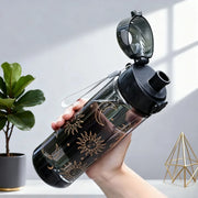 780ML Large Capacity Sports Transparent Water Bottle Leakproof Flower Plastic Drinking Bottles Outdoor Cycling Hiking Gym Jugs