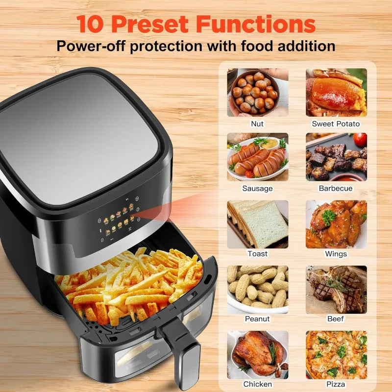 Large Capacity Air Fryer Visual Intelligent Fully Automatic Household Air Fryer Anti Scald Handle Suitable for Chicken And Fish