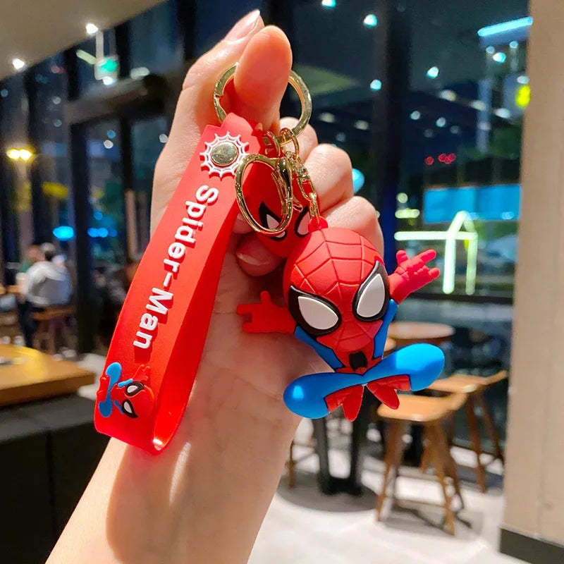 Classic SpiderMan Keychain Pendant Disney Marvel Amazing Inverted Silk Stereo Doll Car Hanging Decor Keychain Birthday Gift Toys