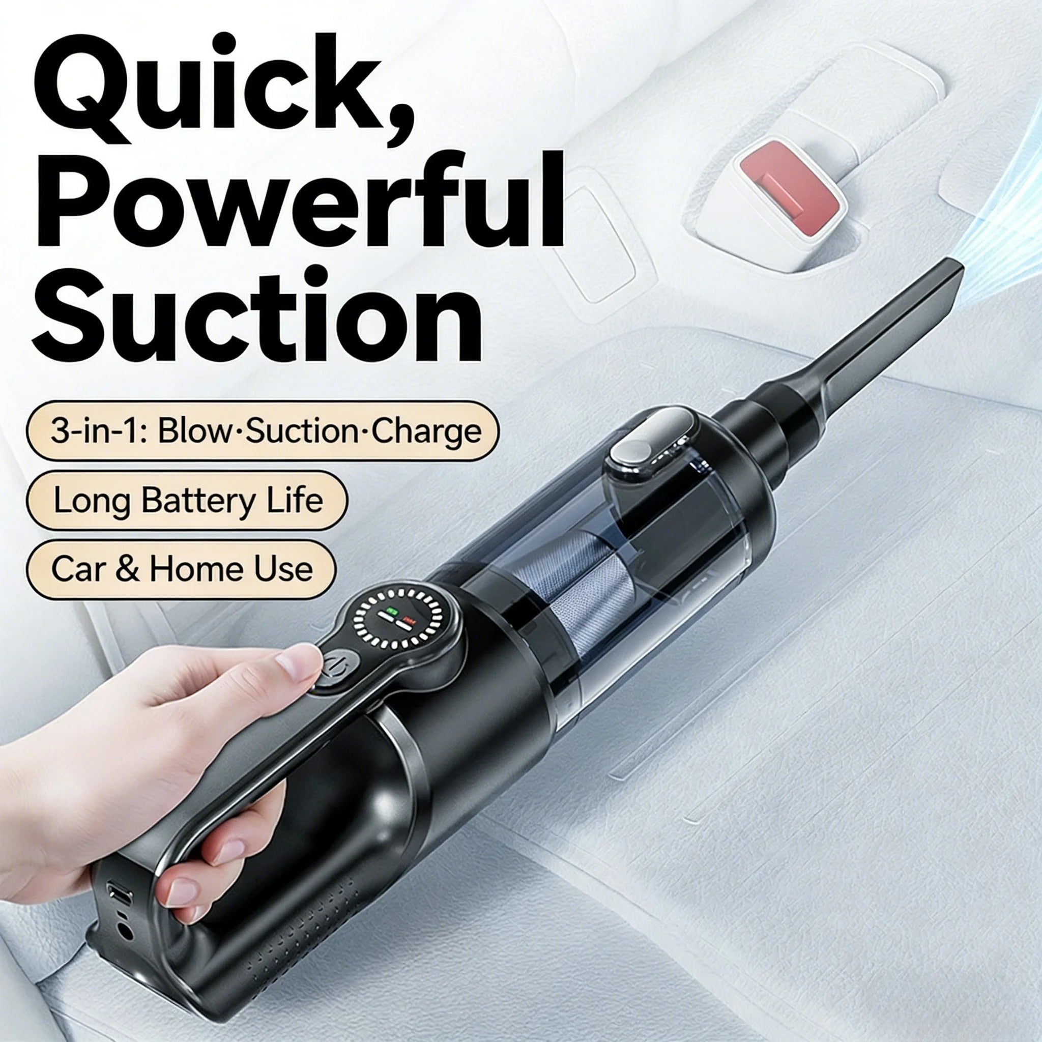 Car Vacuum Cleaner Wireless One-Button Dust Dump High-Power Portable Vacuum Cleaner Large Suction Mini Handheld Vacuum Cleaner