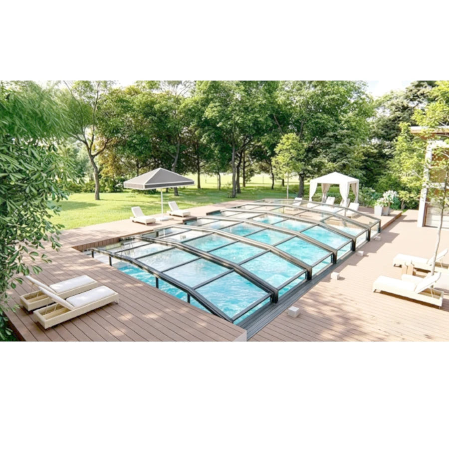 Any Size Custom Aluminum Telescopic Swimming Pool Cover Transparent Retractable Weatherproof Outdoor Backyard Garden Patio Shelt