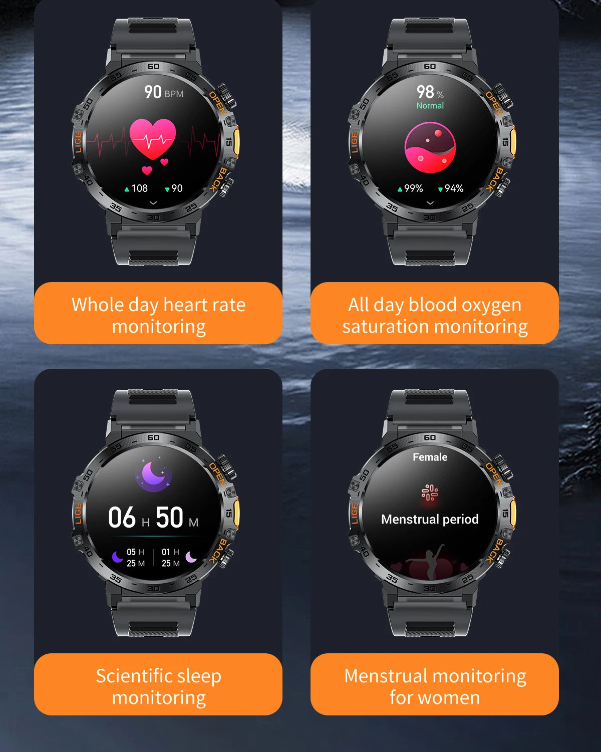 Stay active and connected with this men's smart watch featuring an HD screen, waterproof design, sports fitness tracking, and a handy flashlight—compatible with Android and iOS!