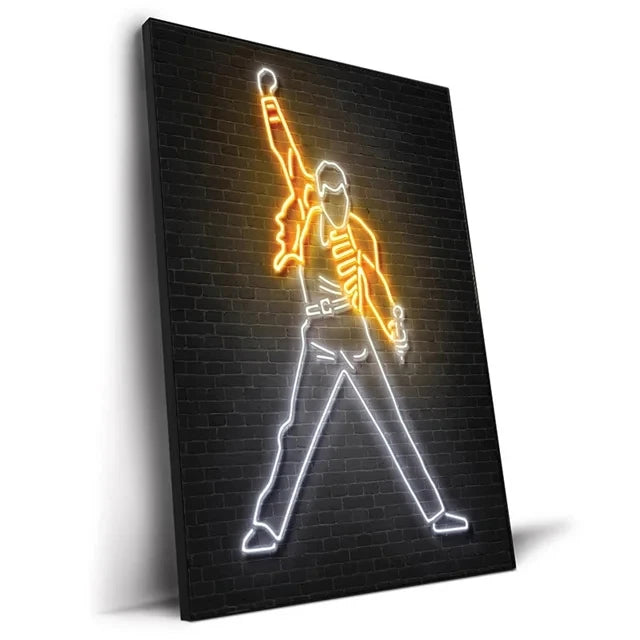 Abstract Neon Rapper Star Posters 2Pac Hip Hop Singers Wall Art Pictures Graffiti Canvas Painting Home Room Bar Decor NO LED
