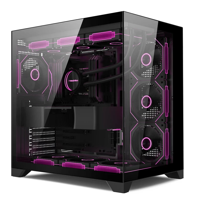 Power Train Dreamland PRO PC Gaming Case ATX MATX ITX Motherboard 360 Water-Cooled Sea View Room Double-Sided Glass Computer Cas