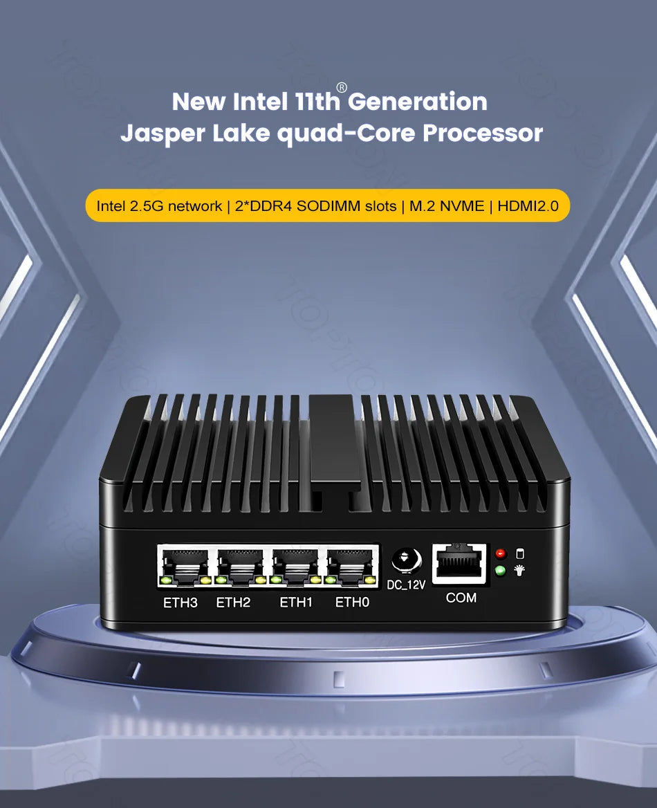 Topton 12th Gen Intel Twin Lake N150 Soft Router N5105 N6415 N6210 4*2.5G LAN Fanless Mini PC pfSense Firewall Appliance AES-NI
