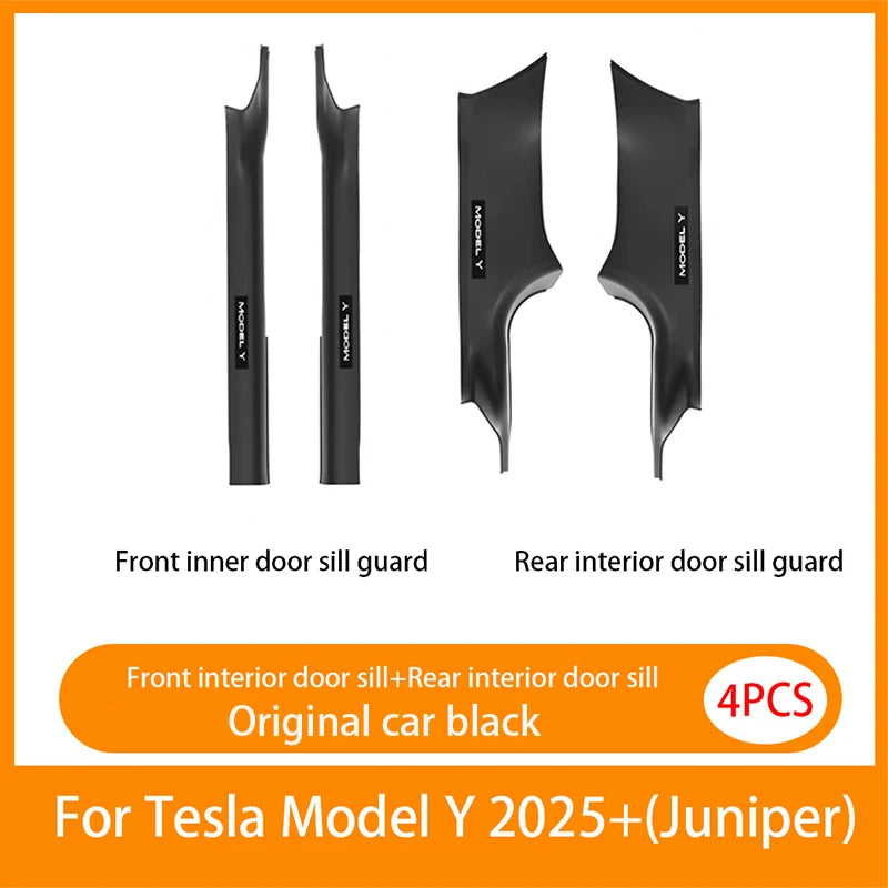 Front Rear Door Sill Guards For Tesla ModelYL/Y Juniper2025 ABS Inner Protector Cover Plate Trim Anti-Dirty Bumper Welcome Pedal