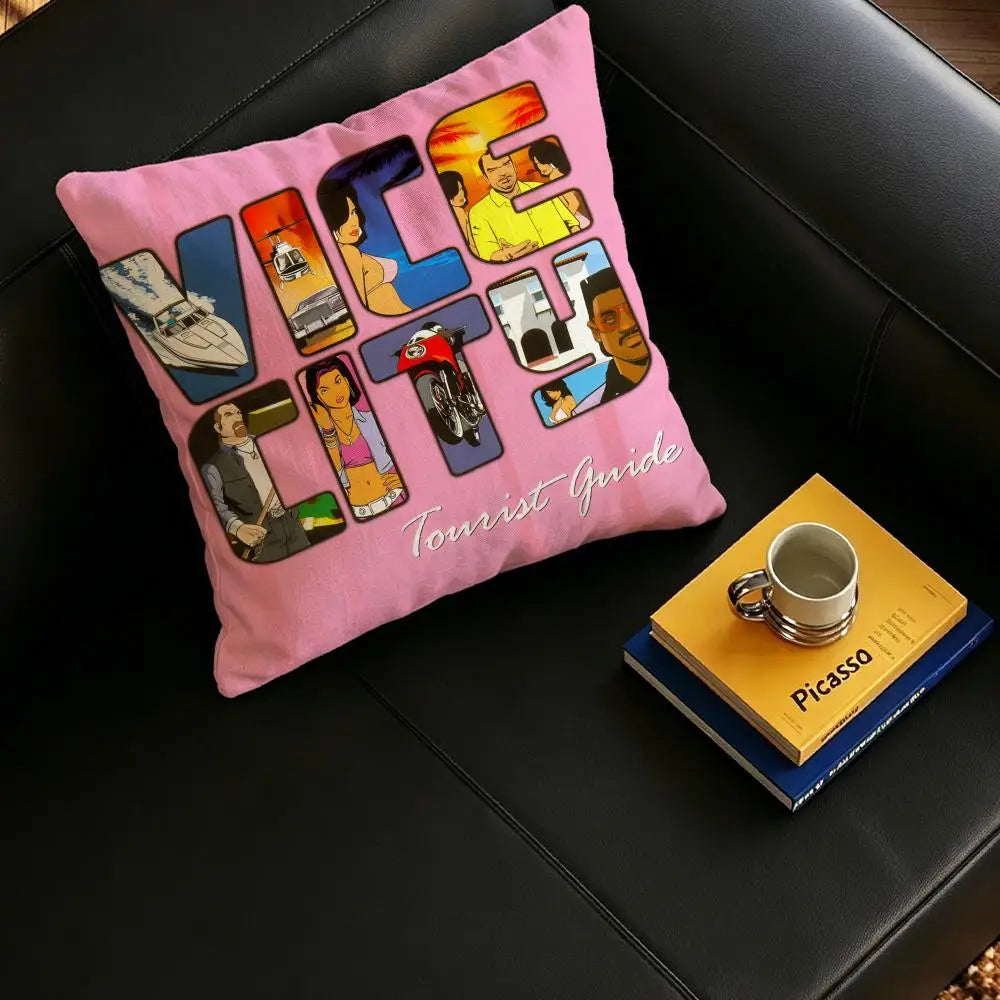 Cushion Cover Natural Linen Pillowcase Set, All-in-One Decor for Sofa, Bedroom & Chair Classic V-Vice C-CityS