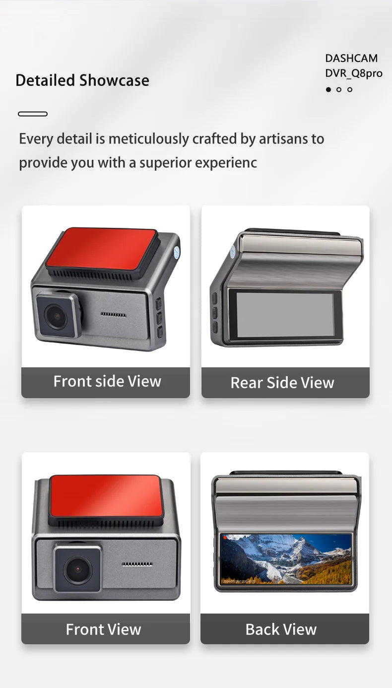 Dash Cam UHD 2K for Car Camera Night Vision With GPS WiFi 24h Parking Loop Record 2K Front 1080P Rear Dual Lens Driving Recorder