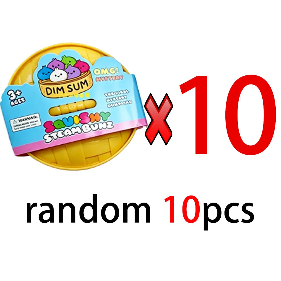 Glitter Dumpling Squishy with Box Dumplings Sensory Steamer Soft TPR Dough Ball for Decompression Fidget Toy Stress Relief Gift