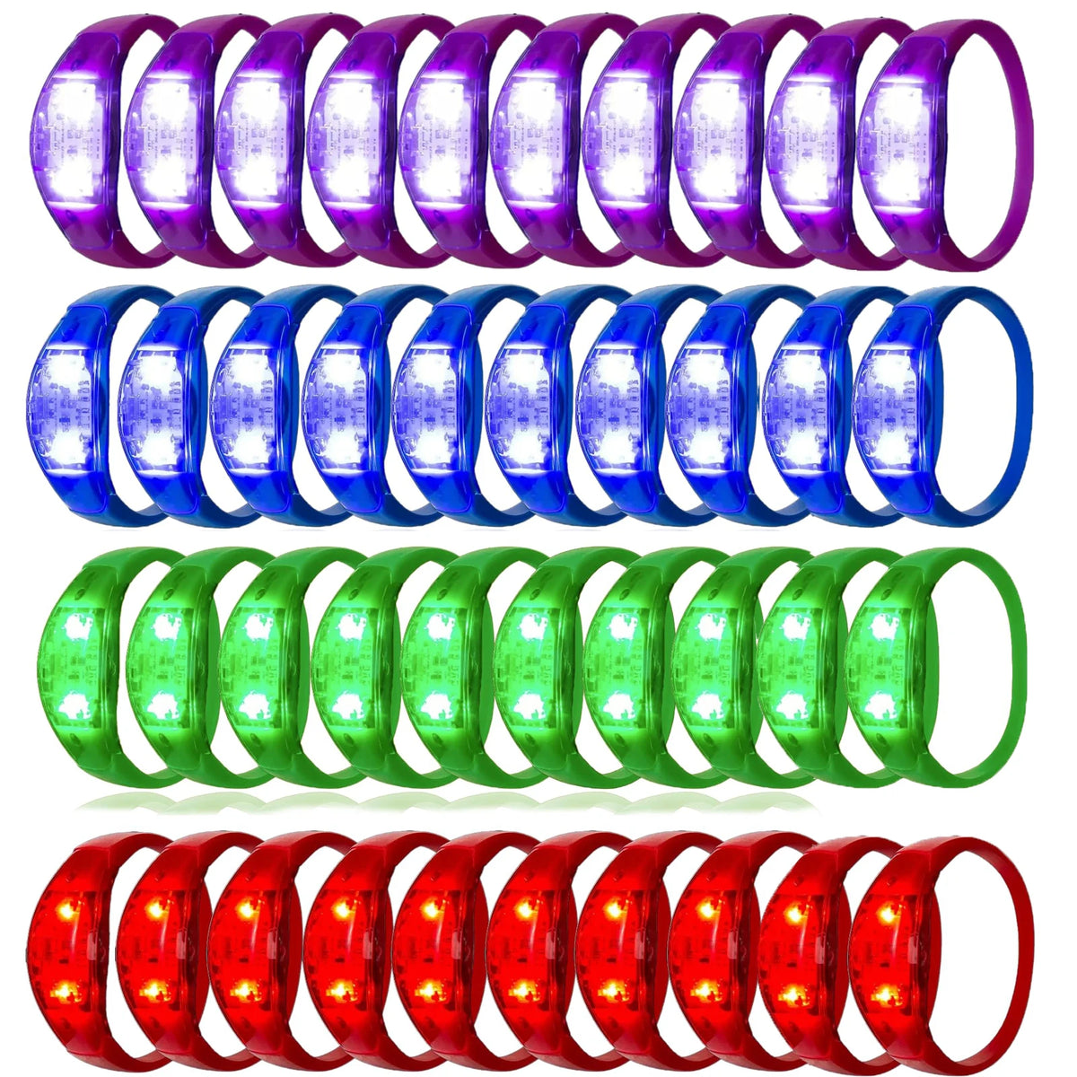 10-300PC LED Glow Bracelets Sound Activated Flashing Light Up Bracelet Luminous Bracelet for New Years Eve Music Control Concert