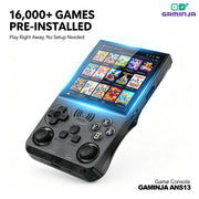 GAMINJA ANS13 4.0 Inch IPS Screen Retro Handheld Video Game Console 15000+ Games Built-in Linux Portable Pocket Gaming Console