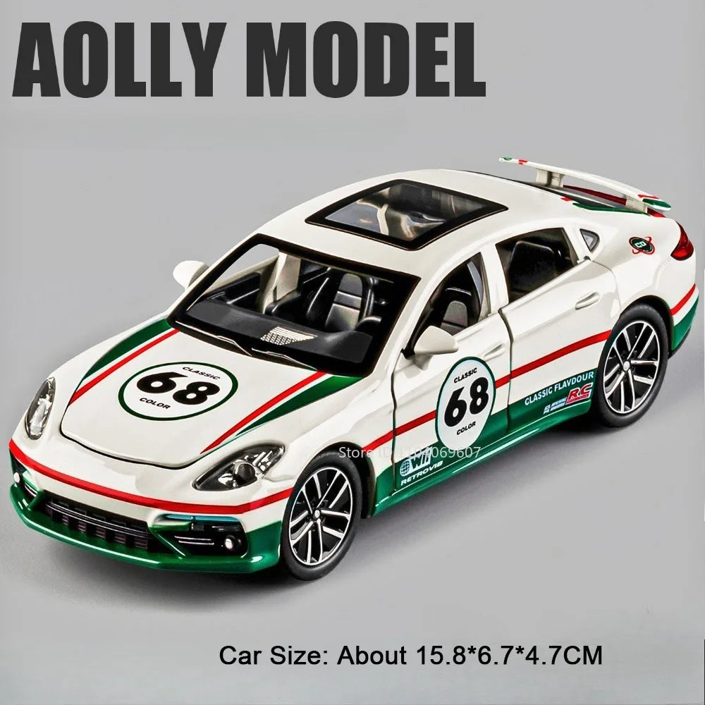 1:32 GTR Panamera Model Sports Car Toys Alloy Diecast Sound Light Doors Opened Exquisite Body Pull Back Collection Supercars