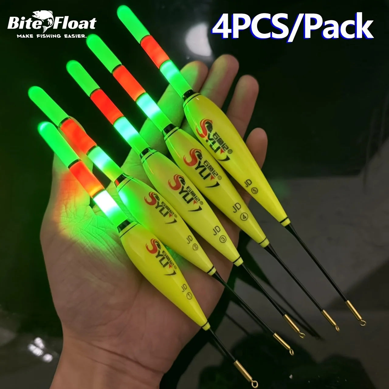 4PCS Fishing Night Float Electronic Luminous Bold Visibility European Carp Fishing Set Luminous Float (Excluding Battery)