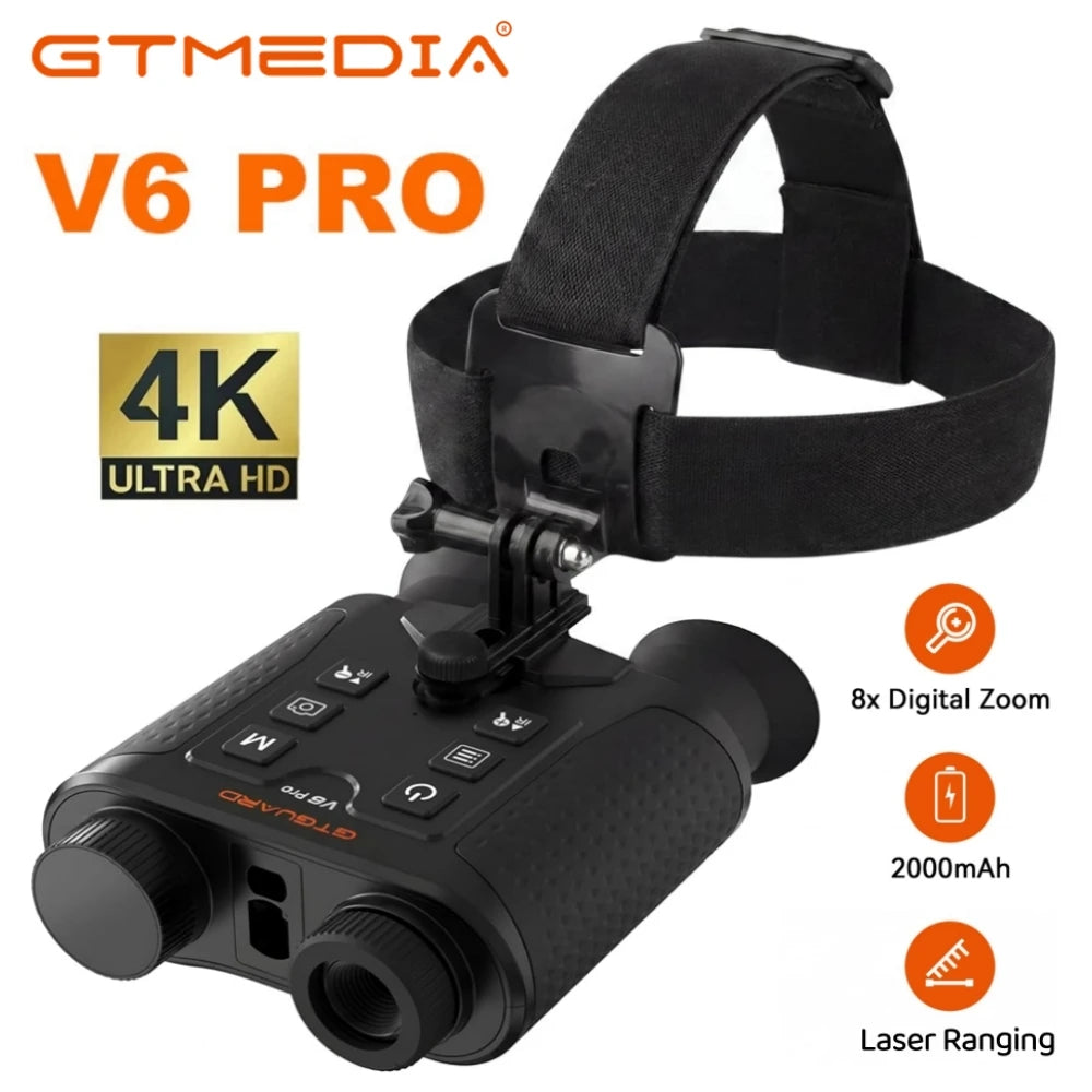 V6 PRO IR 4K Night Vision Binoculars Goggles 8X Digital Zoom 300M Full Darkness Photo & Video Telescope for Hunting Rangefinder