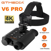V6 PRO IR 4K Night Vision Binoculars Goggles 8X Digital Zoom 300M Full Darkness Photo & Video Telescope for Hunting Rangefinder