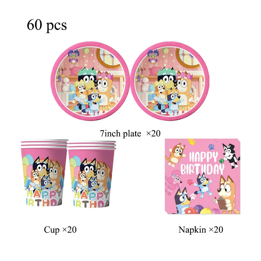 Blue dog Birthday Party Supplies Goodie Bag Stuffers Fillers Tableware Plates Cups Napkins Tablecloth Party Favor Decorations