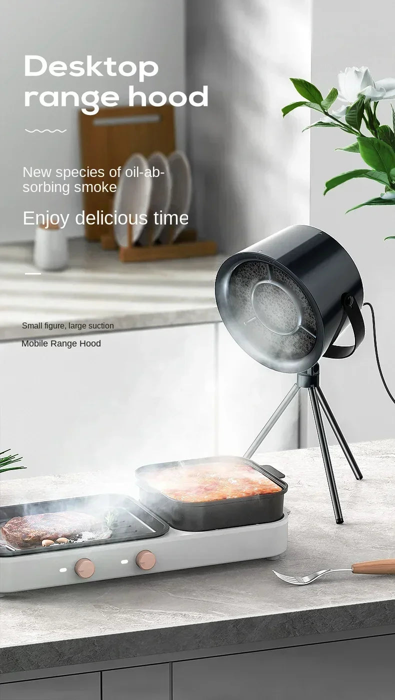 2024 New Portable Exhaust Fan Small Kitchen Hood Extractor Barbecue USB Supply Desktop Range Hoods Mini Suction Cooker Hood