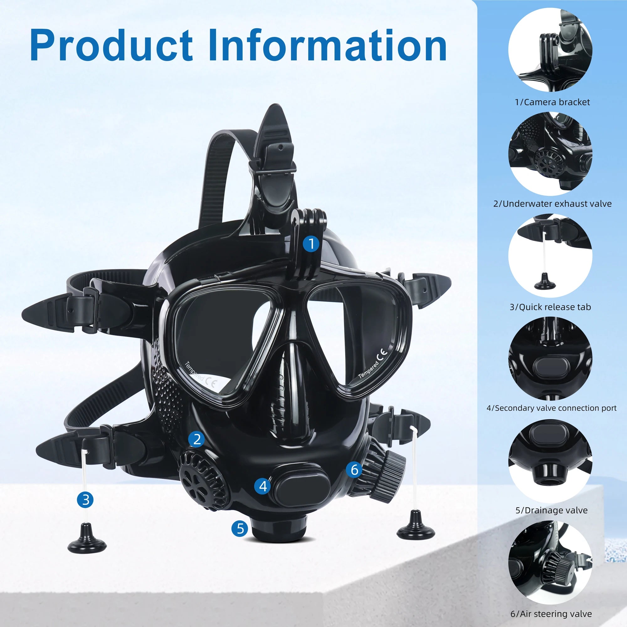 THAISTONE-Scuba Diving Air Tank with Mask Underwater Breath Air Tank, Oxygen Tank, Snorkeling Equipment, 2.3L, 30-40 Minutes