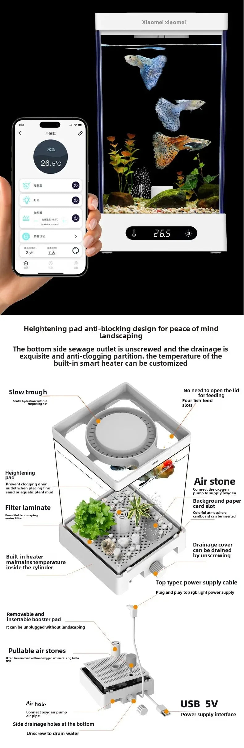 Smart betta dedicated fish tank desktop mini small ecological self-circulating desk aquarium fish tank
