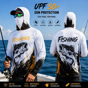 MALFC Men Hood Fishing Shirt long sleeve fishing t shirt uv protection Fishing Apparel