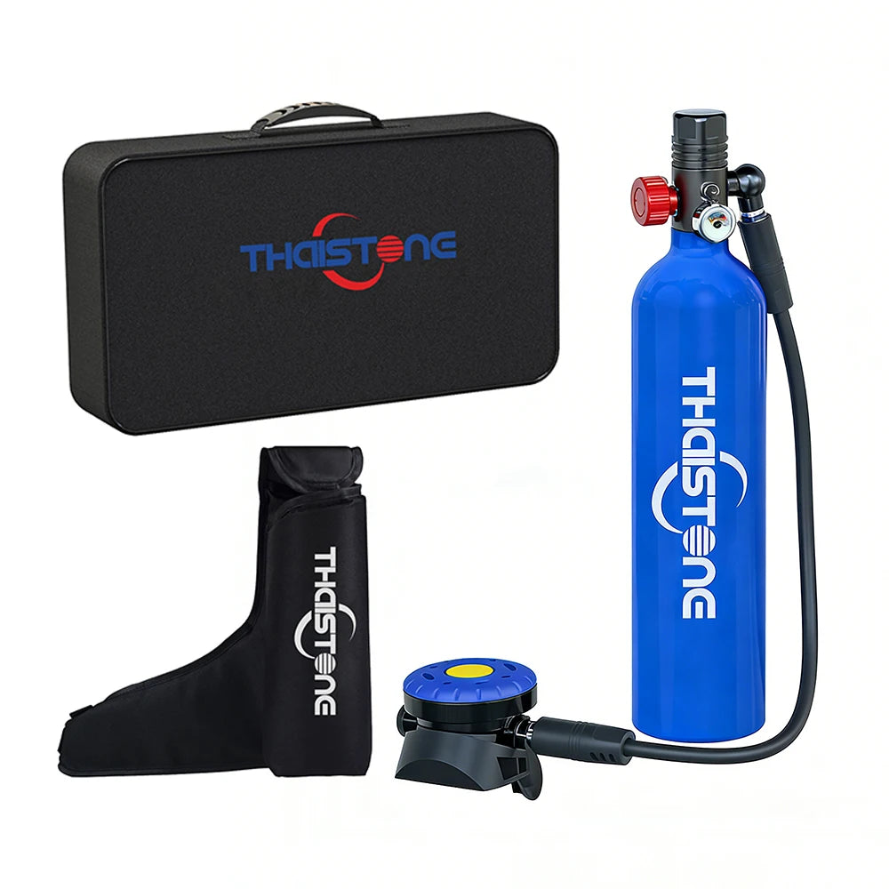 THAISTONE-1L Portable Scuba Diving Tank Underwater Oxygen Cylinder Professional Diving Equipment with Adapter, 15-25 Minutes