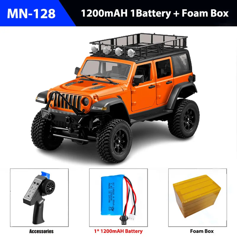 MN128 RC Crawler 1/12 Full Scale 4x4 2.4G Climbing Buggy Vehicle with LED Light 4WD Off-road Remote Control Cars Model Toys