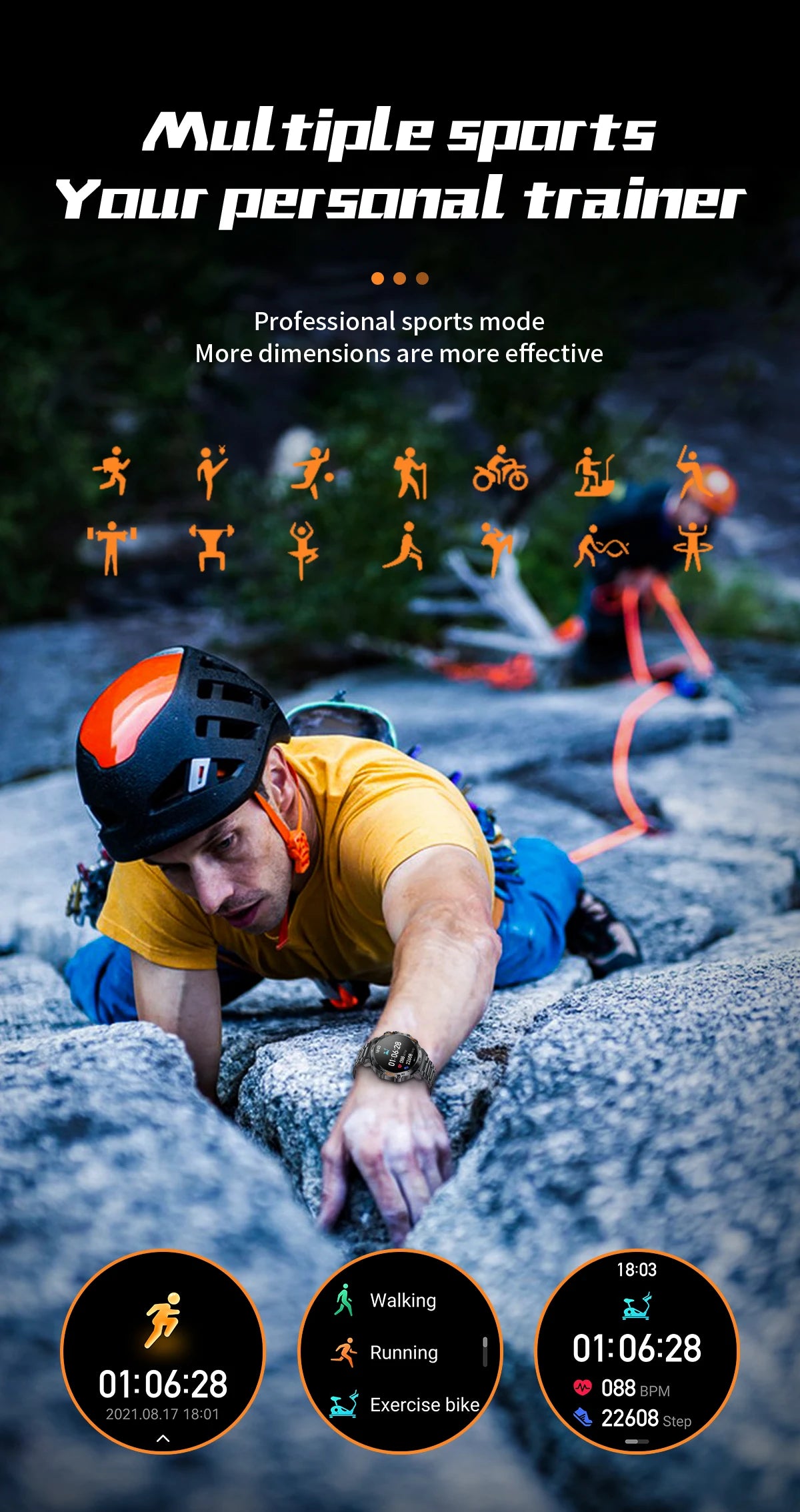 Stay active and connected with this men's smart watch featuring an HD screen, waterproof design, sports fitness tracking, and a handy flashlight—compatible with Android and iOS!