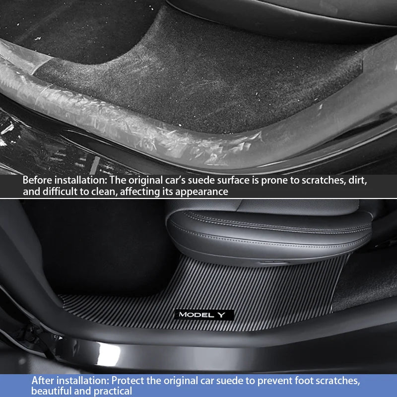Front Rear Door Sill Guards For Tesla ModelYL/Y Juniper2025 ABS Inner Protector Cover Plate Trim Anti-Dirty Bumper Welcome Pedal