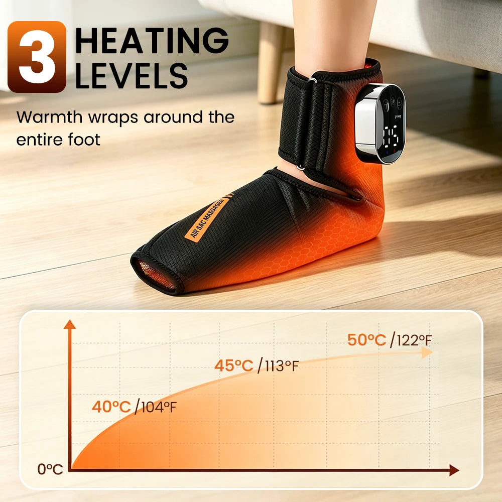 Air Foot Massager With Smart Display Heating Vibration Acupoint Kneading Leg Wrap Recovery Cordless Foot Device For Sports Use
