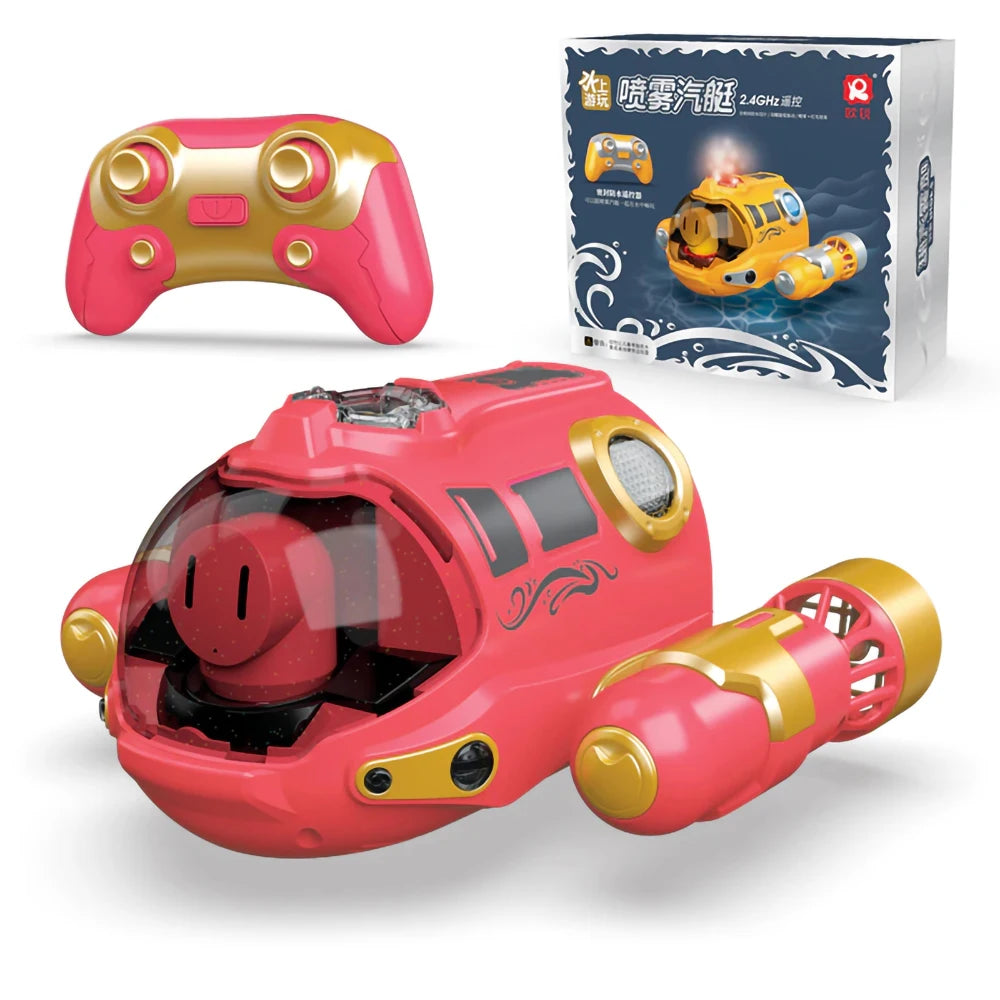 2.4G Spray Motorboat Remote Control Boat Electric Mini Double Spiral Pulp Nuclear Submarine Child Submarine Toy