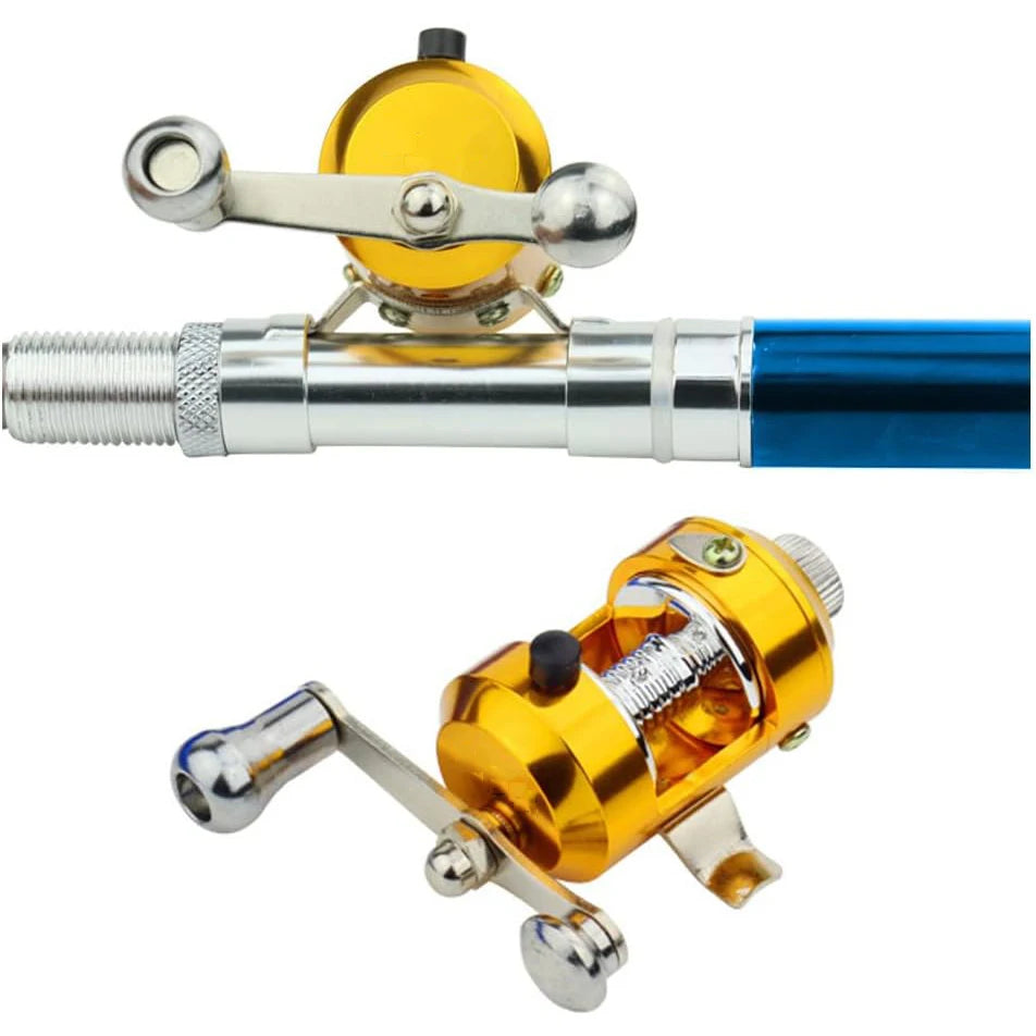 Pocket Ice Fishing Rod & Reel Combo set Pen Shape Telescopic Portable Complete Kit for River Lake Winter Fishing Outdoors