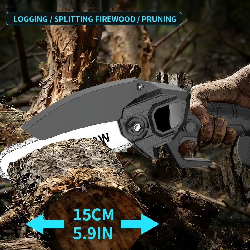 Mini Chainsaw Cordless 6 inch: Electric Chainsaw Battery Powered, Brushless Chain Saw with Auto Oiler, 1/2pcs Battery, Handheld Saw for Tree Branch Wood Cutting,Gardening Tools for Men Dad