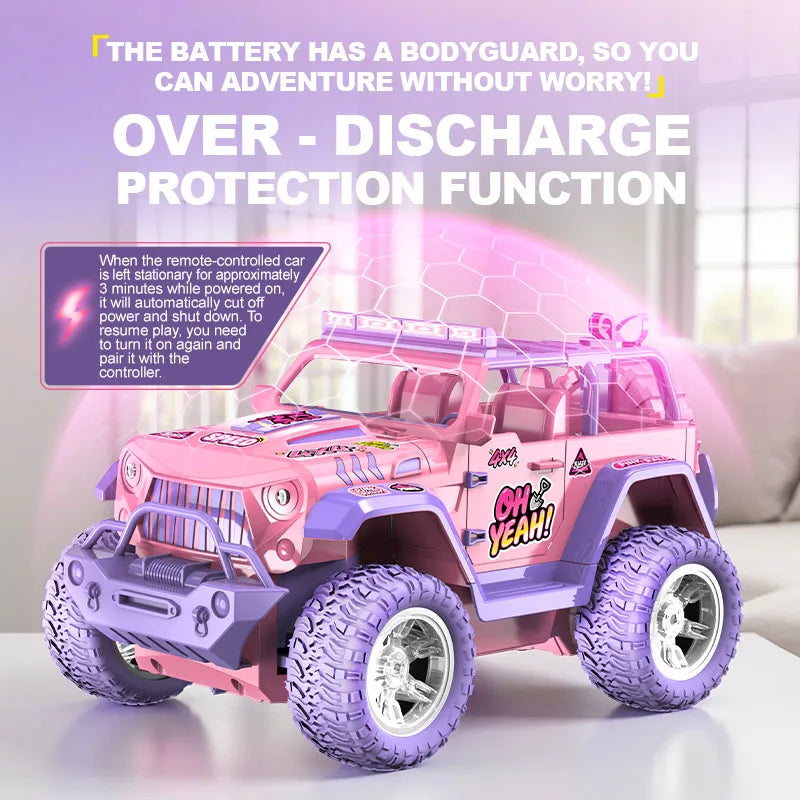 1: 16 remote control off-road vehicle, DIY sticker, pink cool light spray function, Christmas gift, New Year gift