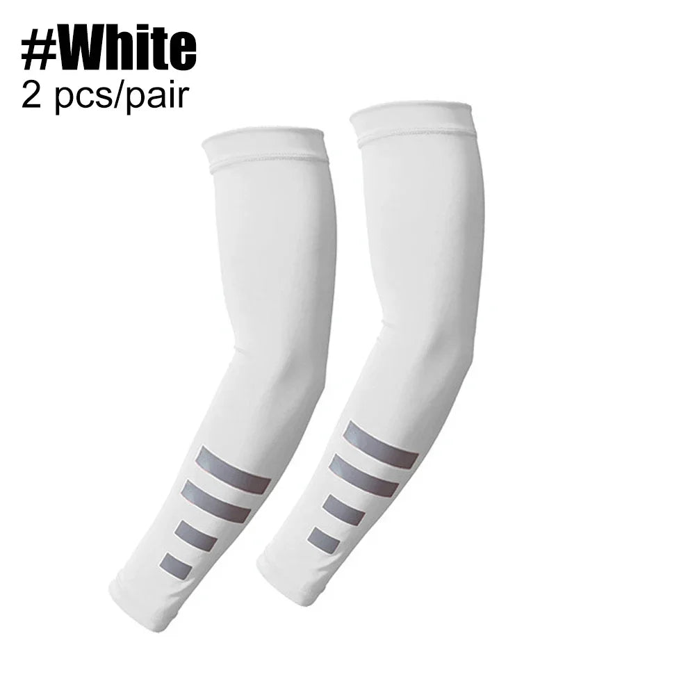 1Pair UV Sun Protection Arm Sleeves for Men Women Reflective Cooling Compression Sleeves Golf Outdoor Sports