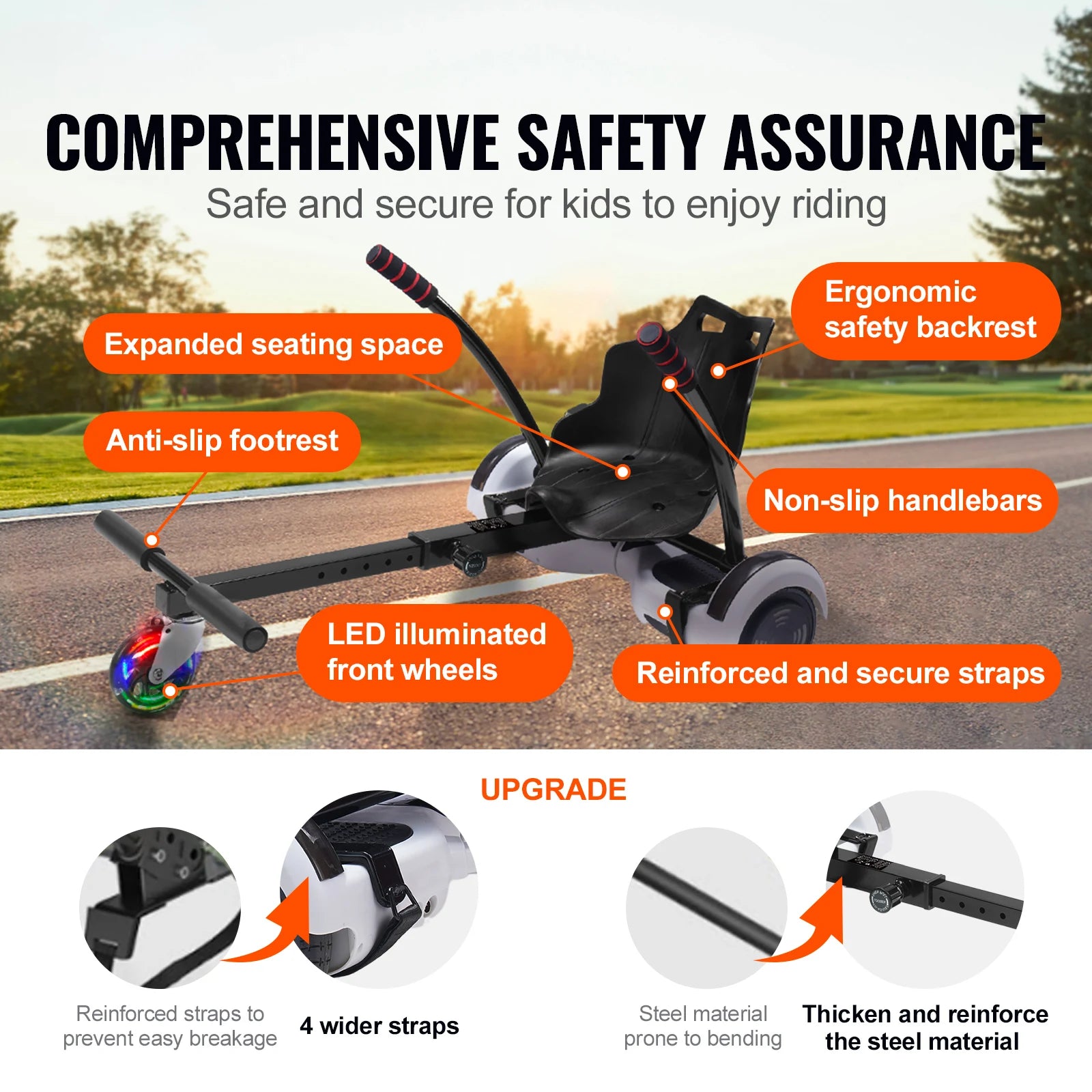 SucceBuy Hoverboard Seat Attachment for 6.5" 8" 8.5" 10" Hoverboards 220 LBS Load Capacity Hover Board Accessory for Kids