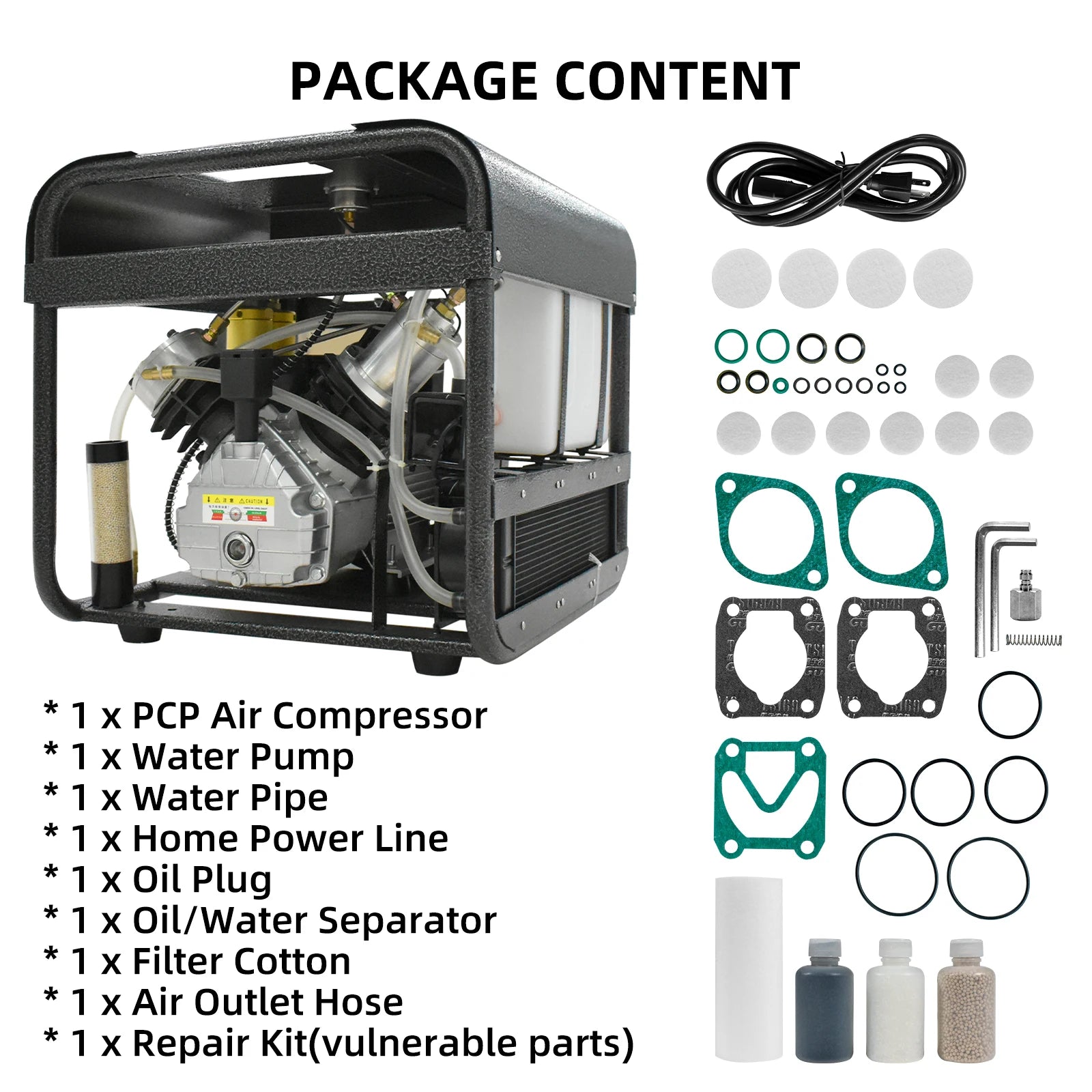 TUXING 300Bar PCP Air Compressor Double Cylinder 4500Psi Diving High Pressure Air Compressor for PCP Rifle Scuba 0-6.8L Tank