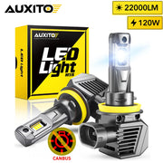 AUXITO 2Pcs 22000LM H11 LED Headlight Canbus H8 H9 9005 HB3 9012 HIR2 9006 HB4 Turbo Lamp 120W Super Bright Car Headlamp 6500K