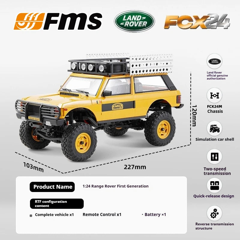 FMS 1:24 FCX24M RC Land Rover Series 4-wheel Drive Electric Remote Control Climbing Off-road Vehicle Adult Boy Toy RTR