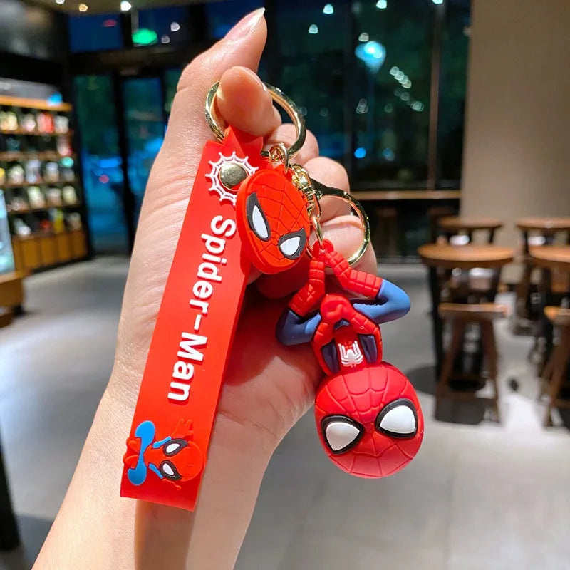 Classic SpiderMan Keychain Pendant Disney Marvel Amazing Inverted Silk Stereo Doll Car Hanging Decor Keychain Birthday Gift Toys