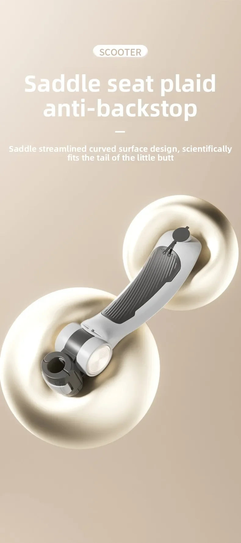 Rechargeable electric scooter for children, foldable and fun with widened design.