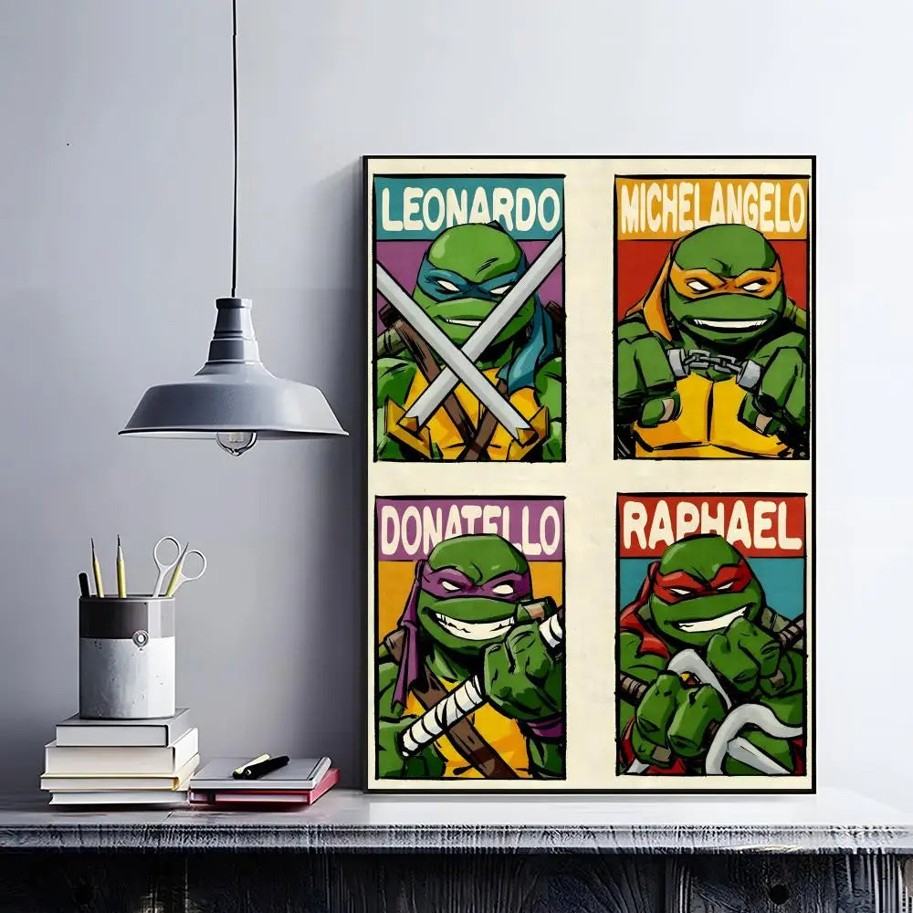 Classic Teenage Mutant Ninja Turtles Poster Posters Retro Kraft Paper Sticker DIY Room Bar Cafe Aesthetic Art Wall