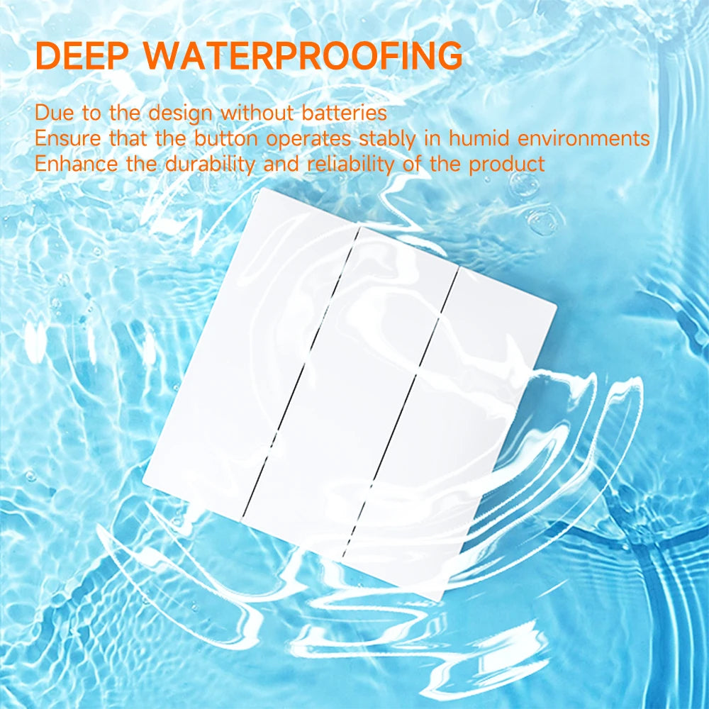 New High-End No Battery Self Powered Wireless Switch 1/2/3 Gang High-Sensitivity Kinetic Switches Rf433mhz Waterproof Panel
