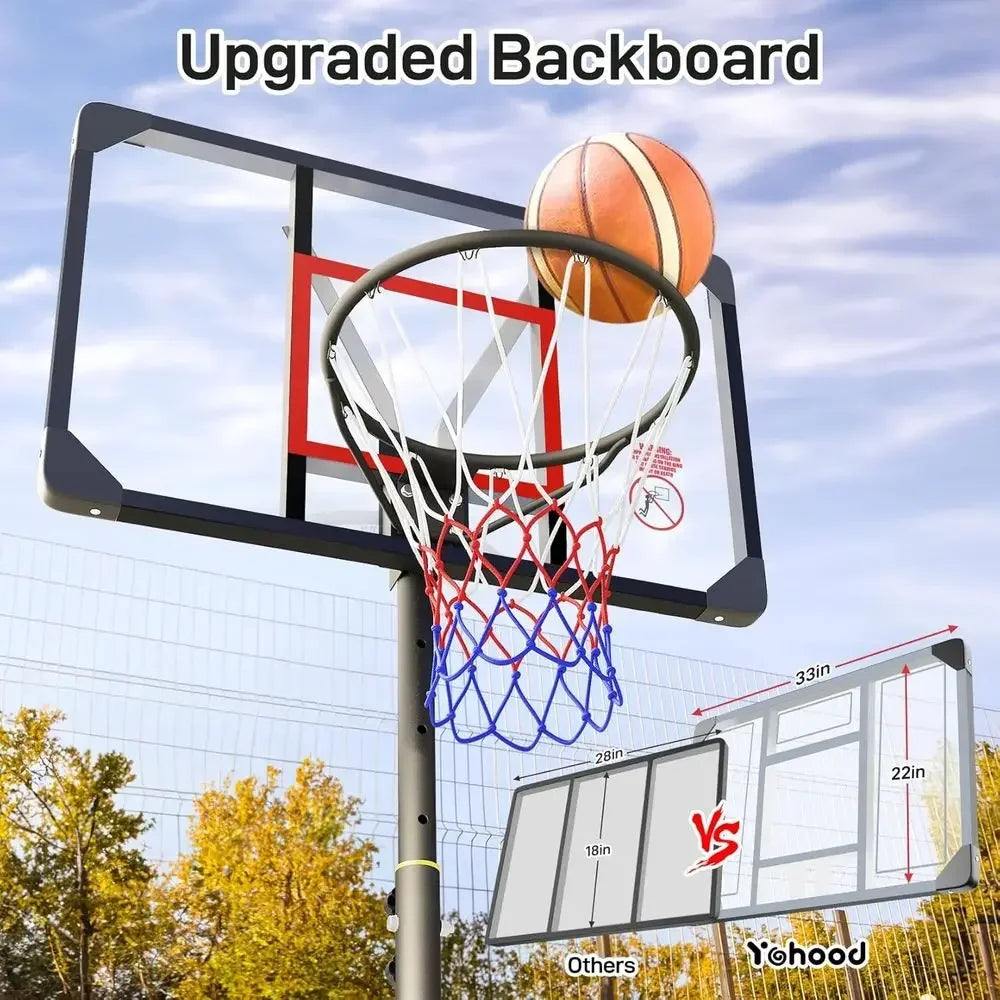 Adjustable Height Portable Basketball Hoop for Kids, Teens, and Youth - Suitable for Outdoor, Backyard, Driveway, Indoor Play wi