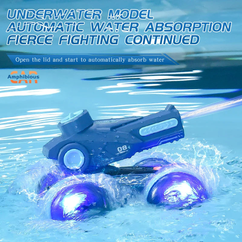 Remote Control Water Cannon Car Aquatic Terrestrial Automatic Water Absorption Long Water Column Spray Summer Play Water Toy