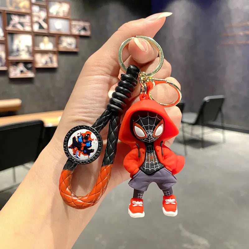 Classic SpiderMan Keychain Pendant Disney Marvel Amazing Inverted Silk Stereo Doll Car Hanging Decor Keychain Birthday Gift Toys